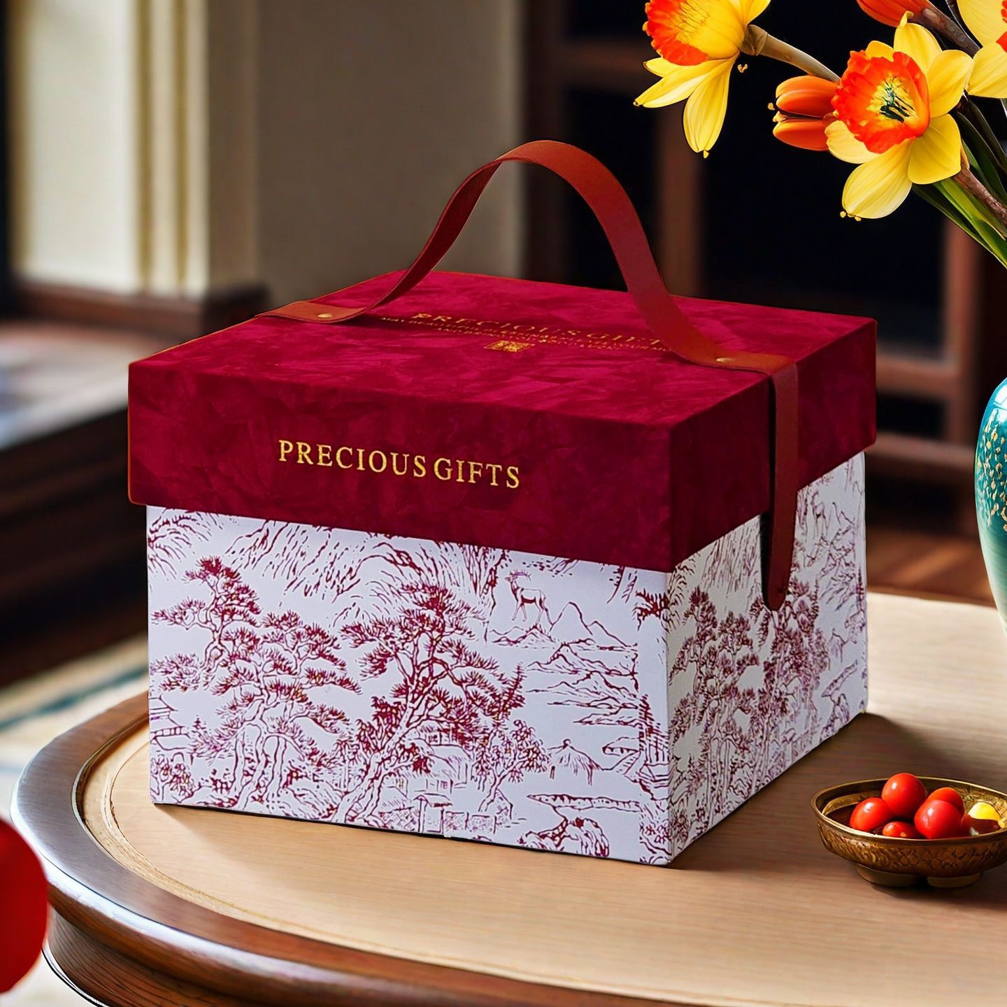 高档滋补品礼盒空盒燕窝双拼五宝干货八拼红参片鹿茸中药材包装盒