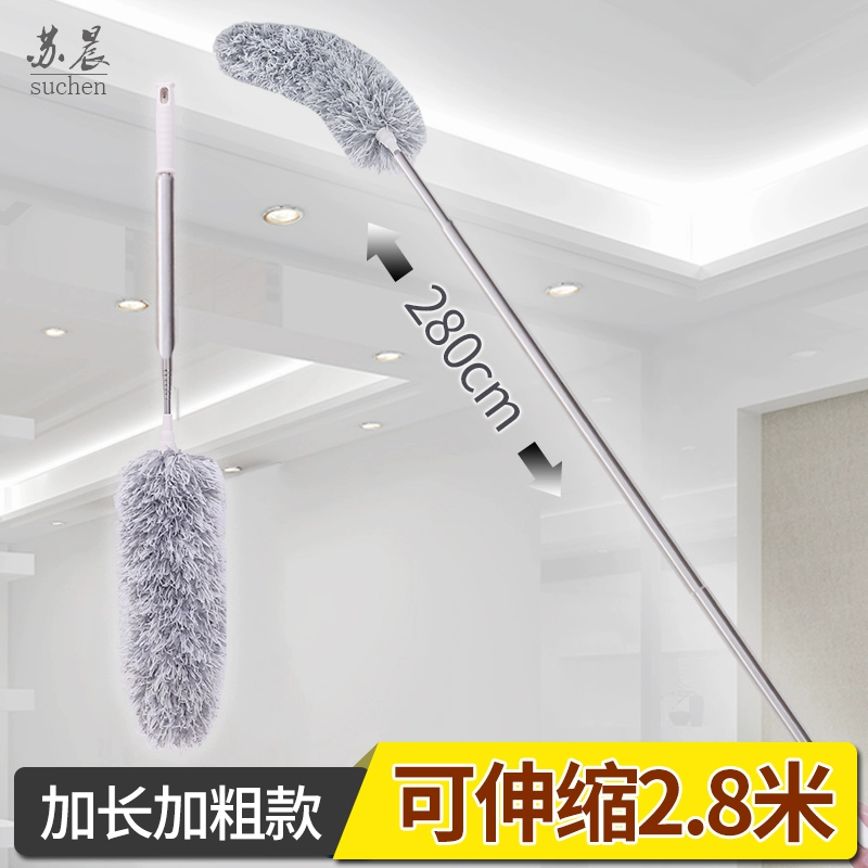 Feather duster for household dust removal, extended retractable spider web cleaning, electrostatic dust duster