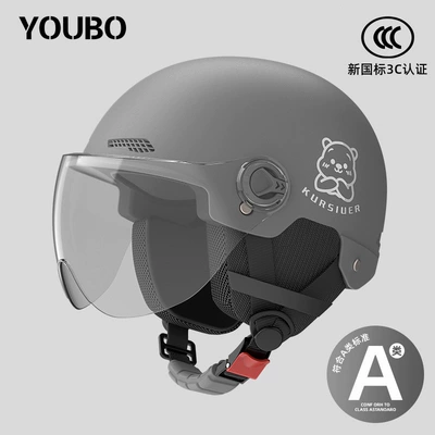 Motosiklet dəbilqələri, Scooter Dual-Mirror Safety Helmet, Unisex - one-size-fits-all-new-national-standard-3c-starry-sky-gray-free-anti-fog-short-lenses-reflective-stripe-decal-four-seasons-ear-protection-little-bear