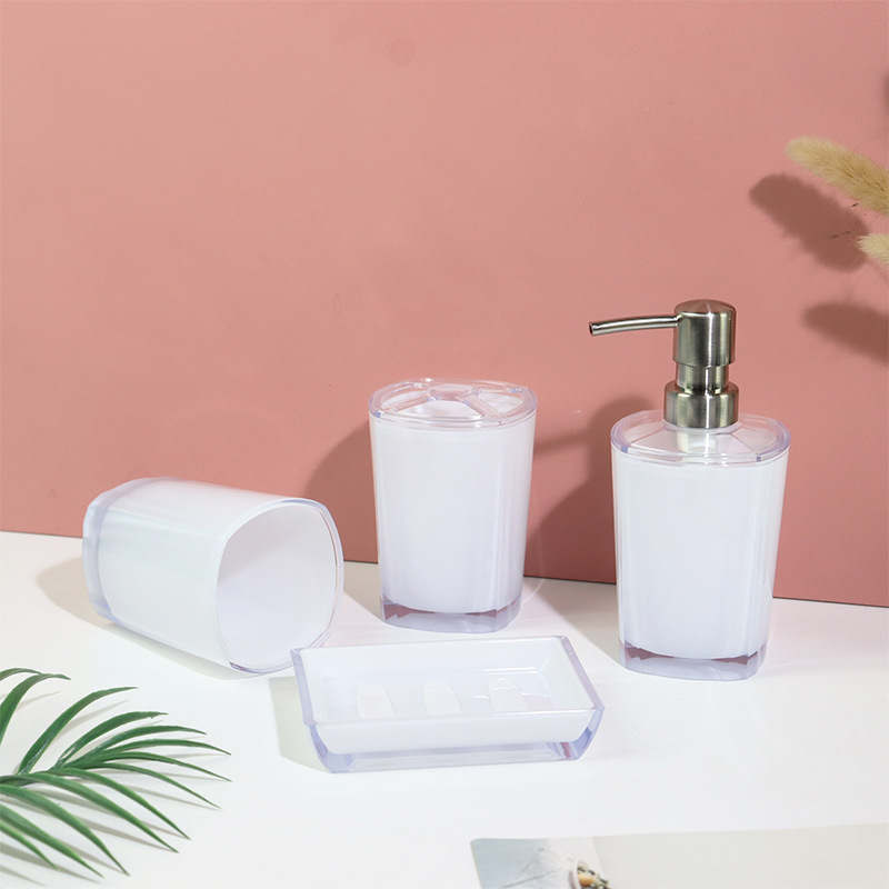 Doble Capa de baño geométrico de cuatro piezas de cepillo de dientes simple titular de enjuague bucal taza de jabón botella de loción traje de baño