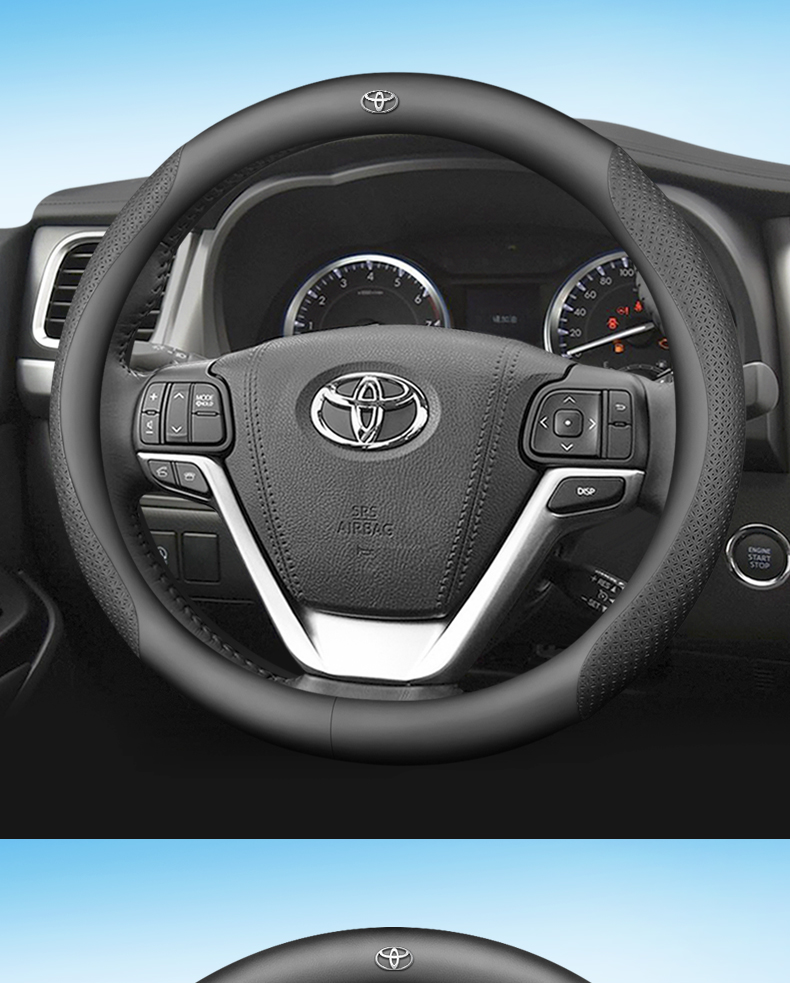Suitable for 2021-23 Toyota Sienna Steering Wheel Cover, Car Handlebar Cover, Hand-Sewn Sienna Four-Season Universal Handlebar Cover