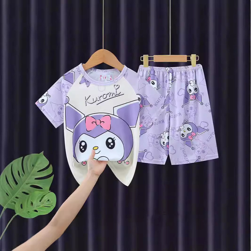 Southeast Asian Children's Summer Thin Short-sleeved Pajamas Air-conditioning Clothes suit Middle-aged Children's Students Children's Baby Home Clothes