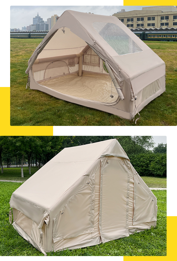 Inflatable Tent with 6.3Ab Door, Large Skylight, Starry Sky Ceiling, Ventilation, Outdoor Camping Inflatable Cabin, Wind-Resistant Tent