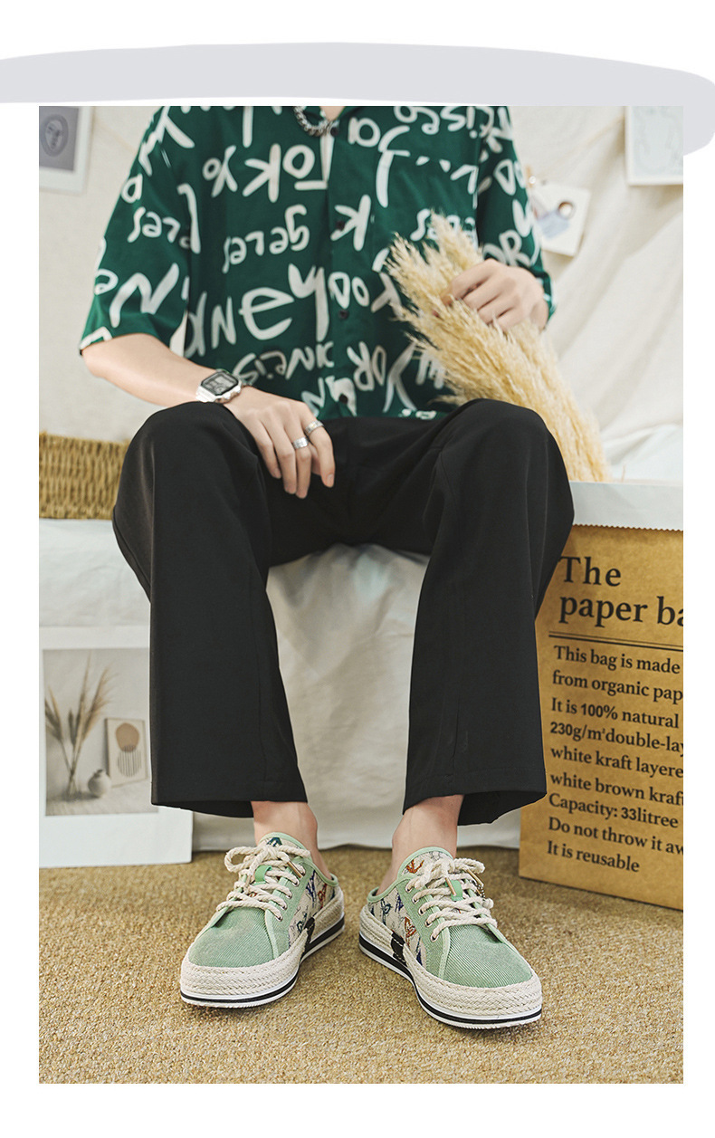 Scarpe da pescatore casual da uomo, alla moda, estive, in paglia intrecciata, con un piede solo, pigre, nuovo articolo 2024_voghion.com