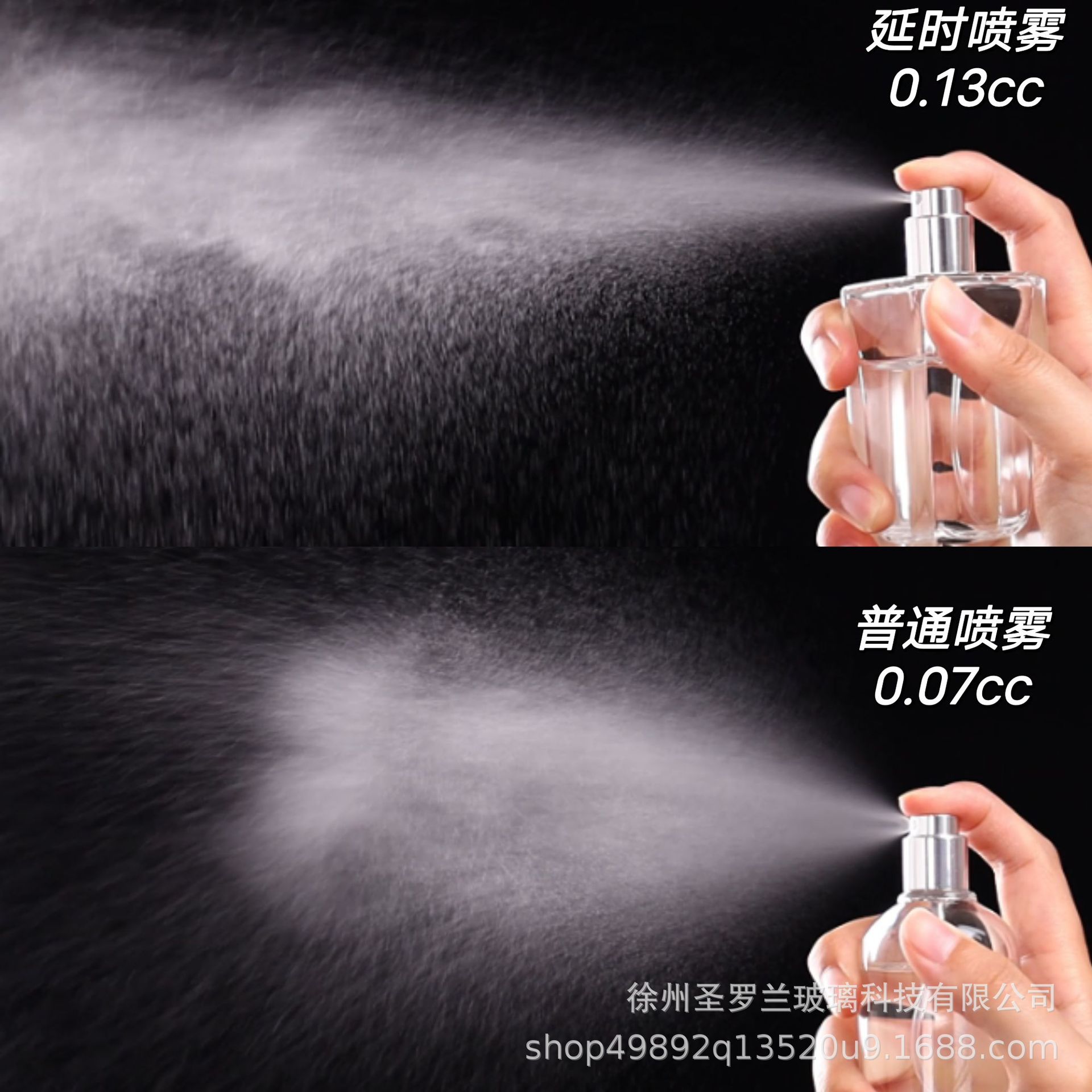 Botella de perfume vacía de vidrio transparente con pulverizador de presión de 50 ml, botella de vidrio recargable para perfume.