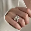 Перекрещивающееся многослойное серебряное кольцо