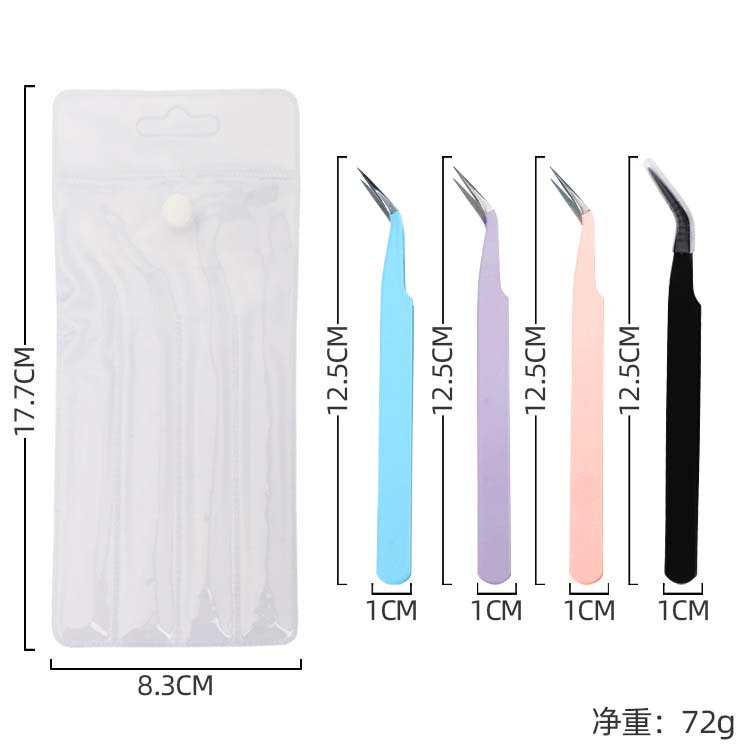 Pinzas de acero inoxidable engrosadas, pinzas de uñas hechas a mano DIY multifuncional, pinzas de pestañas de macarón