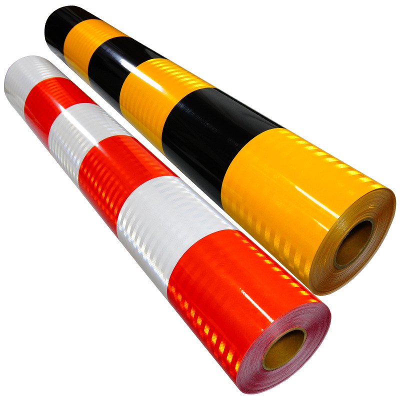 Película de advertencia reflectante bicolor Película de advertencia reflectante autoadhesiva RGP Paste de advertencia negro-amarillo recto rojo-blanco