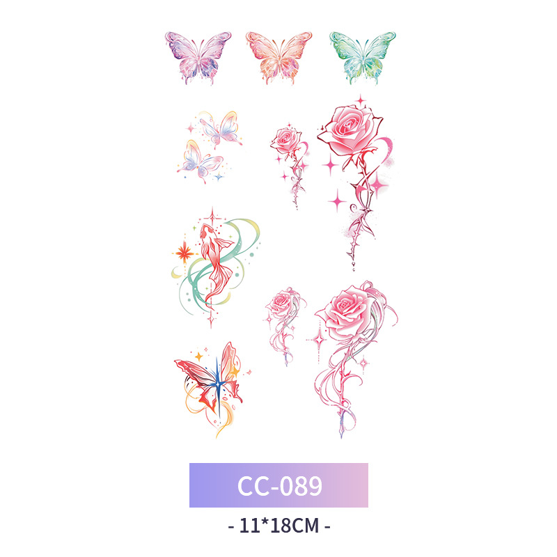 Transfronterizo en stock al por mayor de halloween colorido mariposa tatuaje pegatinas simulación sangrienta cicatriz pegatinas divertidas pegatinas impermeables