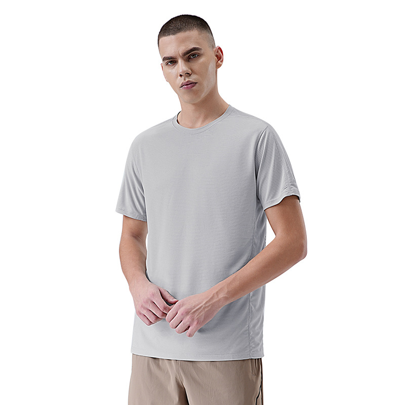 25 primavera y verano nueva camiseta de manga corta elástica de humedad transpirable para hombres running fitness camiseta de secado rápido