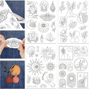 Cross-Border 4 Printable A4 Bohemian Style Series Patterns with Adhesive Backing Water-Soluble Non-Woven Fabric Handmade Self-Adhesive