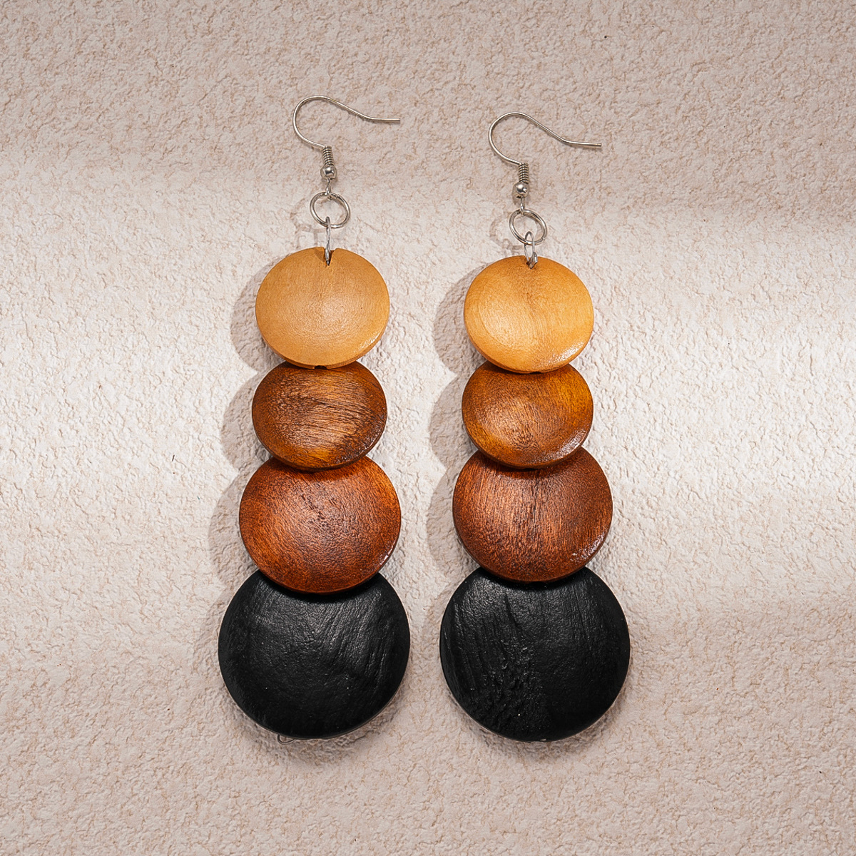 Europa y los Estados Unidos retro cuentas de madera transfronterizas cuentas geométricas ganchos de orejas redondas bohemias personalidad nicho de alta calidad pendientes para mujeres