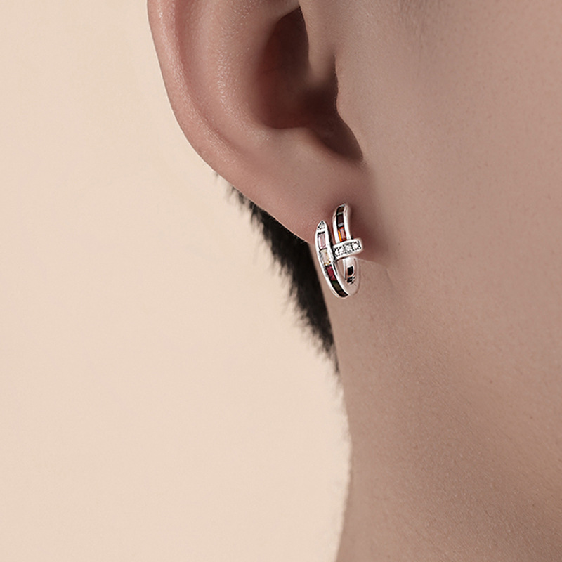 Pendientes C coloridos circonita, diseño creativo, estilo europeo/americano