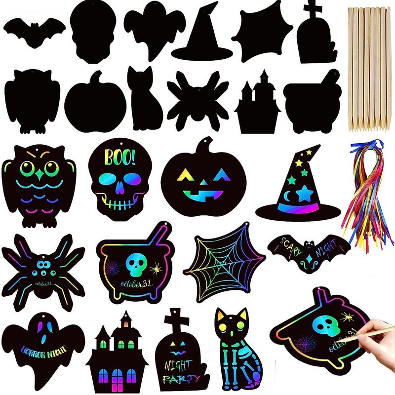 外国貿易工場ハロウィーンDIYスクラッチ紙異形スクラッチ動物装飾子供クリスマススクラッチ画卸売り|undefined