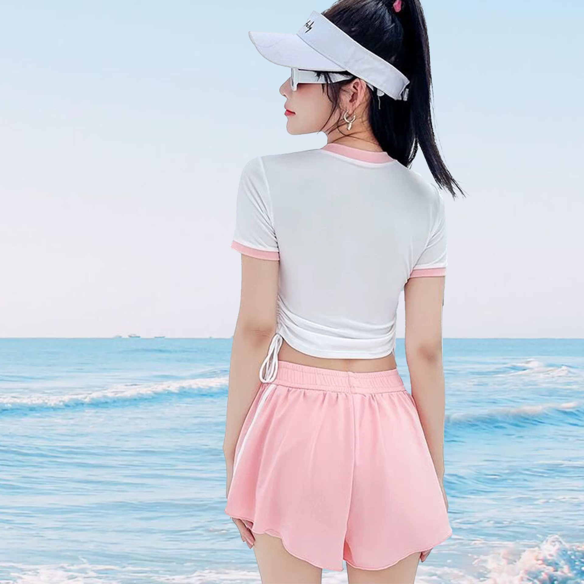 Traje de baño transfronterizo para mujer 2025 nuevo traje de baño de vacaciones de boxer deportivo de dos piezas dividido delgado y delgado para estudiantes