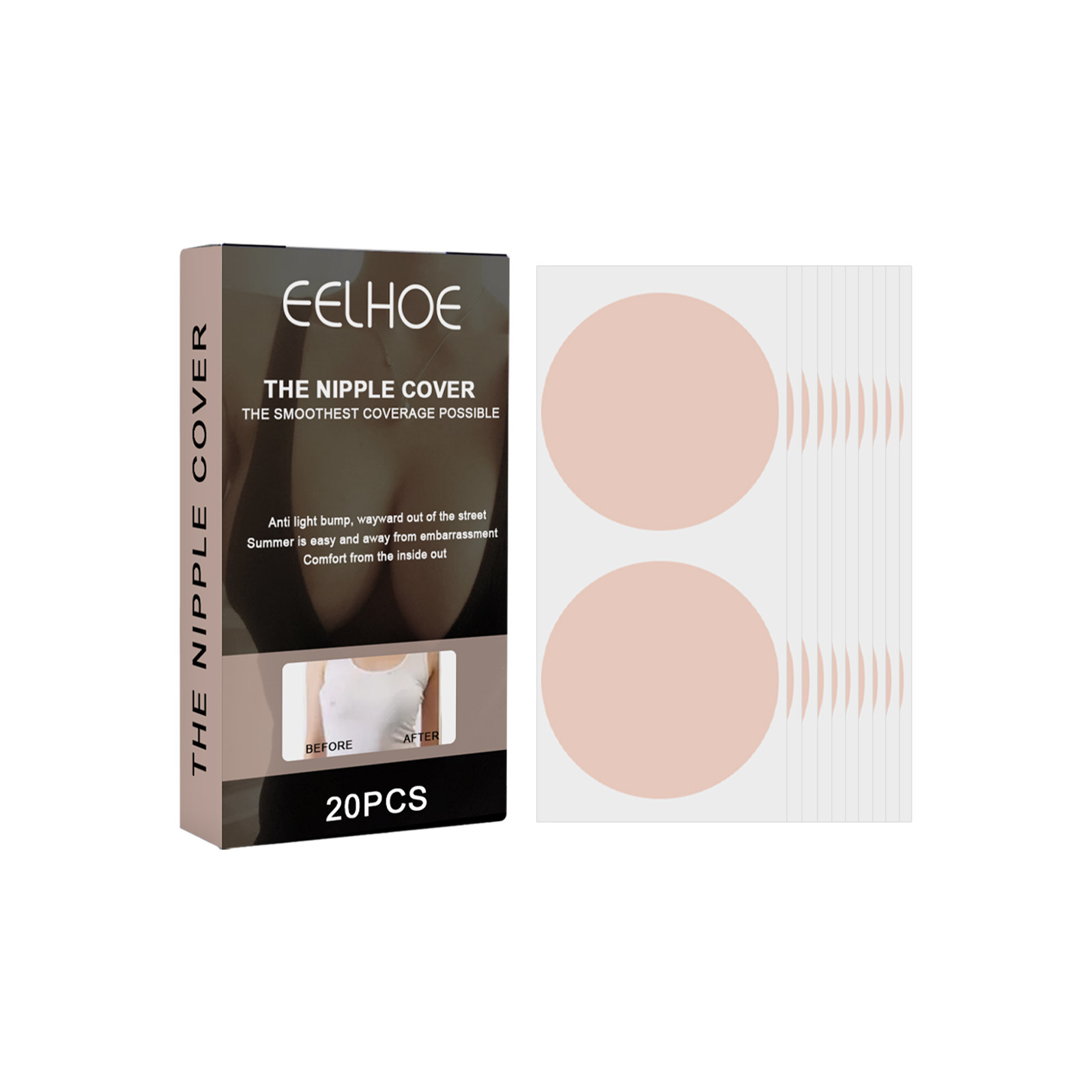 kuperilla EELHOE-pisteillä ja häikäisyä estävällä näkymättömällä häärintaliivit hengittävällä rintapehmusteella nännipaikalla, areolapatc_voghion.com