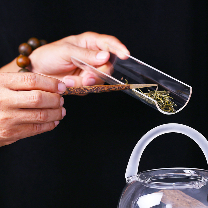 Vidrio de estilo japonés nube transparente niebla té esmerilado té hecho a mano apreciación té de loto dial de té cucharadita juego de té de Kung Fu partes de la ceremonia del té