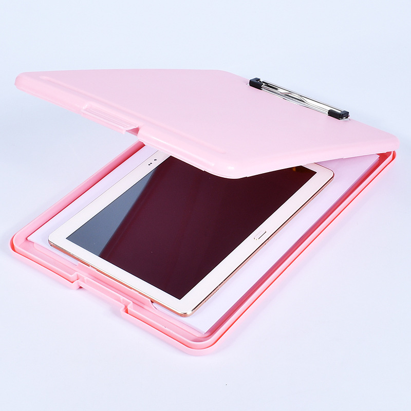 Plástico grueso A4 color sólido con gancho Clip de una sola fuerza Escritura Clip plano Caja de archivos de oficina Clip Caja de almacenamiento