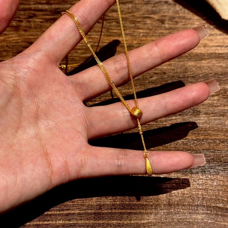 洛神之泪中古拉丝水滴跑环流苏项链女精致高级颈链小众设计锁骨链|undefined