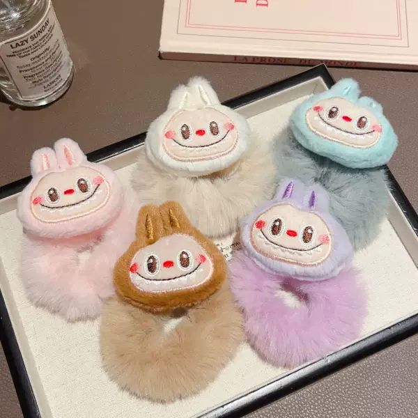 Cute cloth plush hair ring small animal large intestine ring cross-border hot selling cartoon rubber band creative doll hair accessories