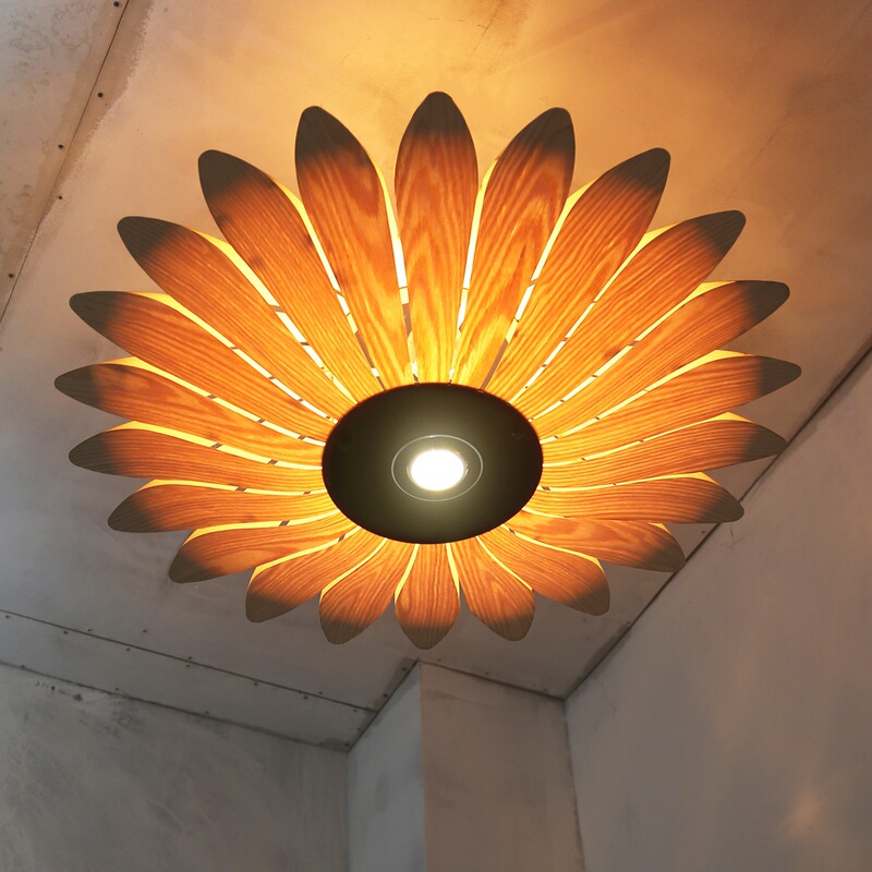 Direct sales from the manufacturer: Southeast Asian dining lighting fixtures, sunflower-shaped creative restaurant and homestay bamboo wood art wood veneer pendant lights