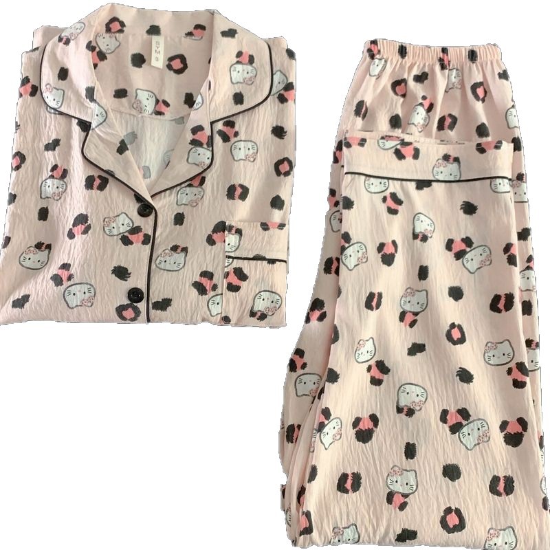 120G nube algodón pijama ropa de hogar mangas cortas pantalones largos set TK comercio exterior pedidos entidad al por mayor pareja pijama