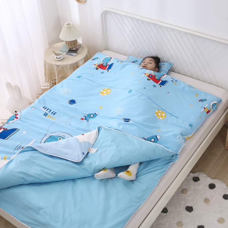 Pure Cotton Kidsren's Sleeping Bag, Universal for All Seasons, Medium and Large Kidsren's Anti-Kick Quilt Artifact, Pure Cotton Spring, Autumn and Winter Baby Constant Temperature Summer