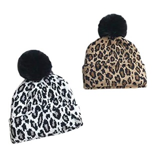Factory Direct Supply Customized Warm and Fashionable New Leopard Print Jacquard Women's Knitted Hat Leopard Print Knitted Scarf Gloves