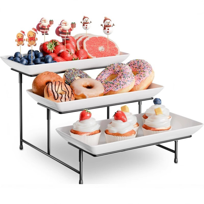 Cross-Border Dessert Rack Three-Layer Fruit Plate Tray Hotel Dessert Table Self-Service Display Rack Dessert Plate Multi-Layer Cross-Border Dessert Rack Three-Layer Fruit Plate Tray Hotel Dessert Table Self-Service Display Rack Dessert Plate Multi-Layer