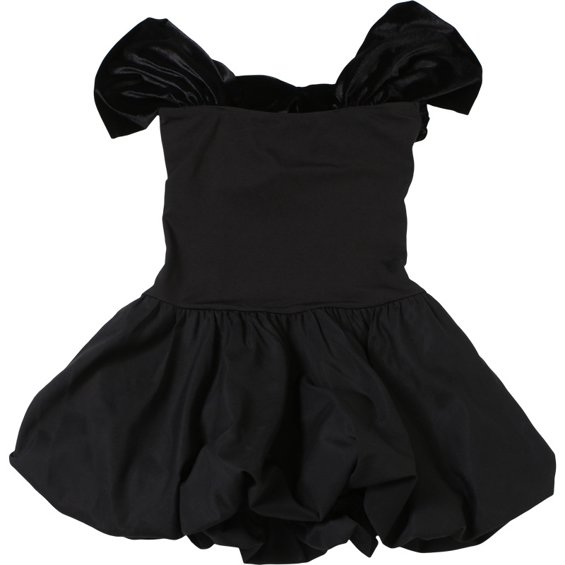 Spring Women Clothing Elegant High Grade Suede Short Sleeve Tube Top Hollow Out Cutout Bubble Splicin