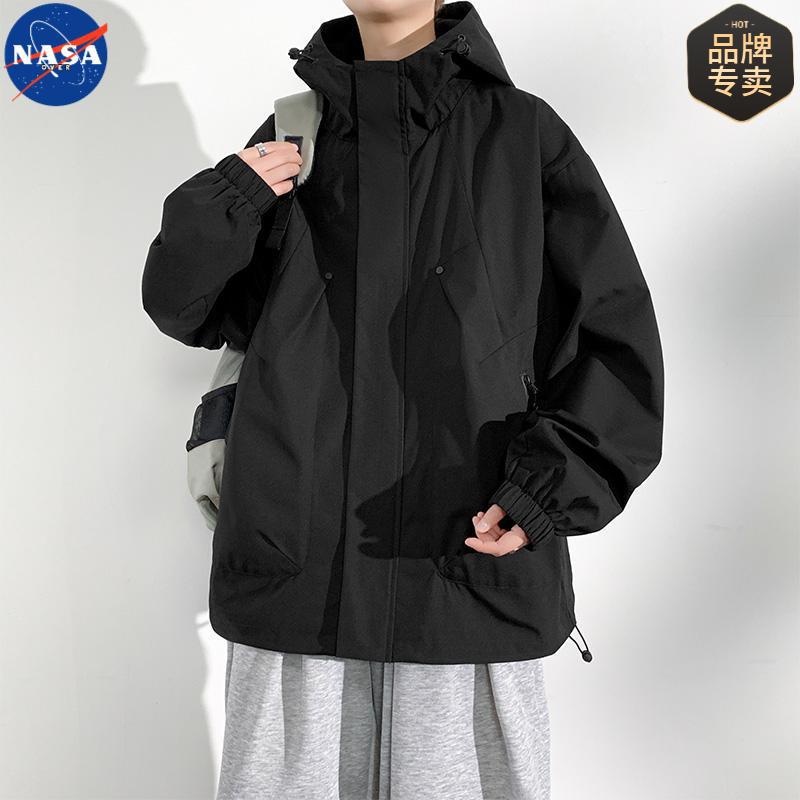 NASA Brand 2025 New Men's Hooded Charge Clothes American Casual plus size Workwear Jacket Coat Tide