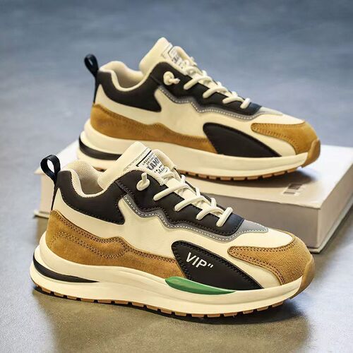 Men's Autumn New Leather Surface Casual Youth Running Thick Sole Father INS Trendy Shoes