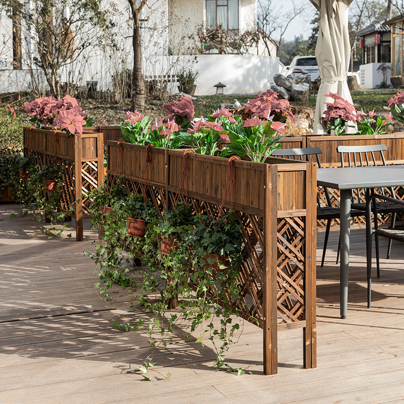 Restaurant Partition Flower Stand Screen Outdoor Anti-Corrosion Wood Terrace Fence Flower Pot Rack Flower Trough Balcony Courtyard Fence Flower T& Restaurant Partition Flower Stand Screen Outdoor Anti-Corrosion Wood Terrace Fence Flower Pot Rack Flower Trough Balcony Courtyard Fence Flower T&
