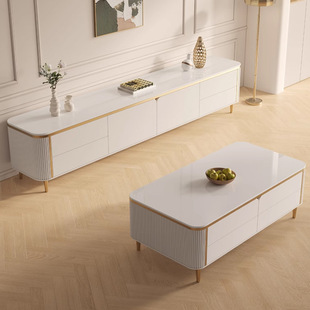 Pyts818 # Tv Cabinet Tv Cabinet Coffee Table Combination 2024 New Hidden Socket Storage Locker Integrated Customer
