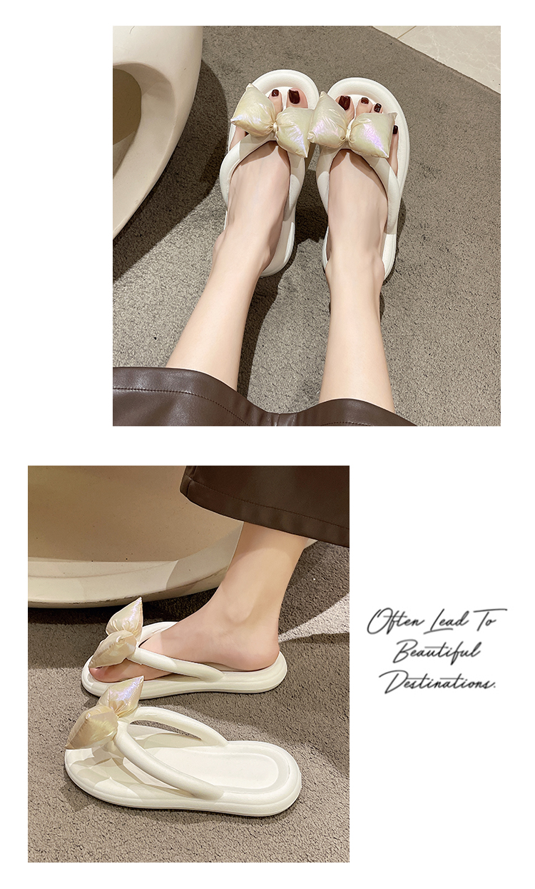 Women's Flip Flops Flat Bowknot Beach Sandals Summer Fairy Style_voghion.com