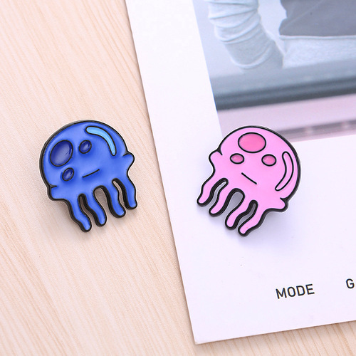 New cartoon marine life alloy brooch cute colorful jellyfish undersea animal badge shirt backpack accessories