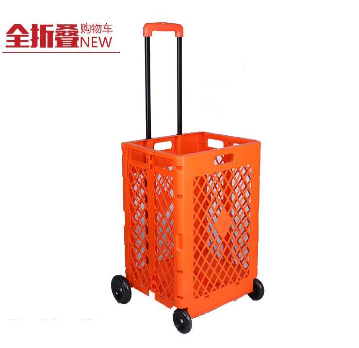 WI25 American Hong Kong style plastic folding supermarket shopping cart, grocery shopping cart, portable trolley cart, luggage push storage box storage