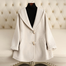 2025秋冬新款双面羊毛大衣女年轻款牦牛绒连帽小个子羊绒大衣女