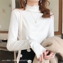 小猫日记木耳边打底衫女德绒半高领秋冬保暖高弹上衣可外穿修身女
