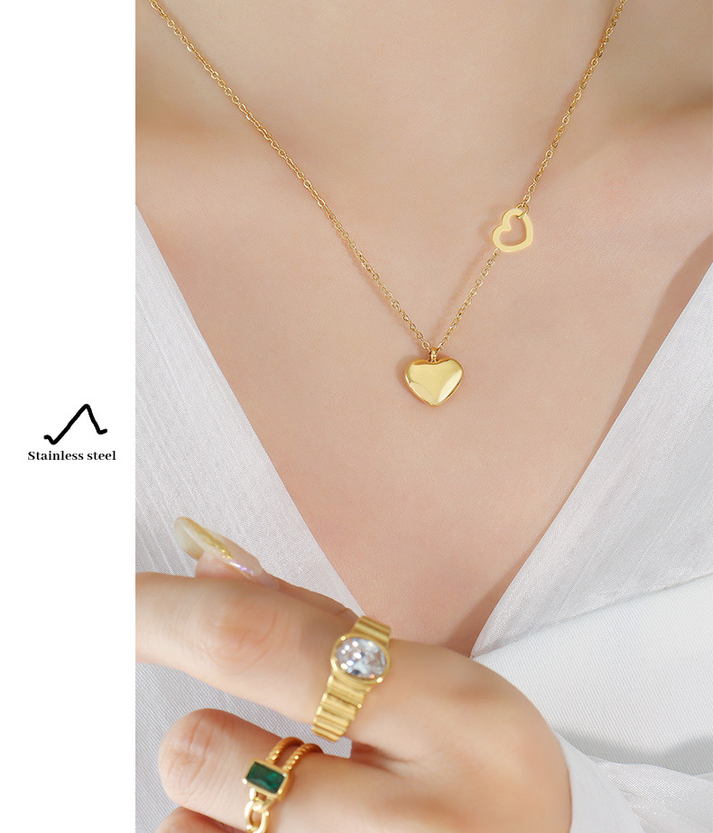 Fashion Heart Shape Titanium Steel Plating Necklace 1 Piece