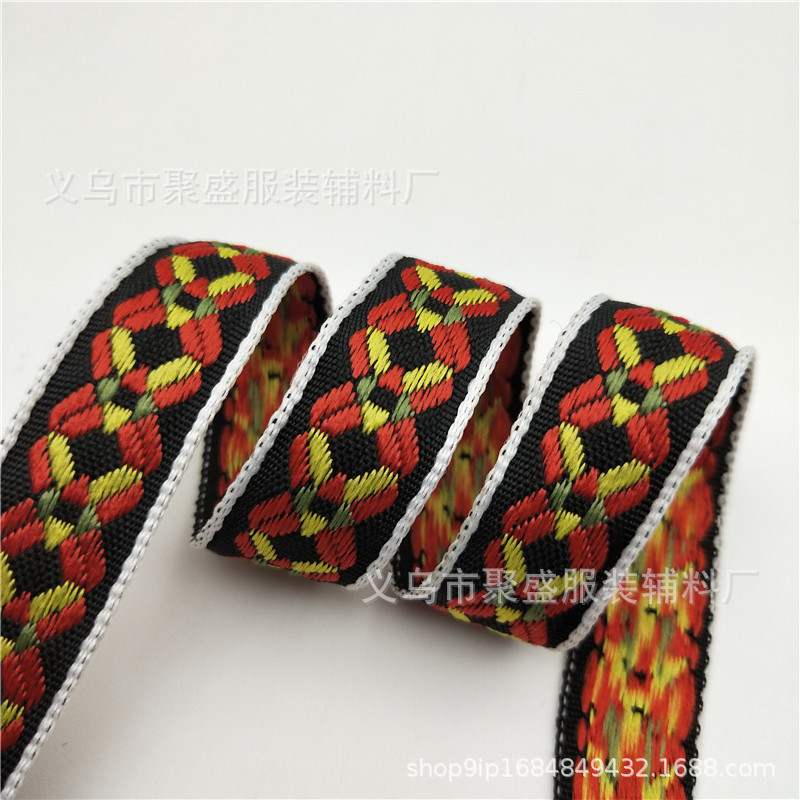 Nuevo 2cm oro de seda en forma de diamante cinta jacquard colorido cuadrado hecho a mano accesorios decorativos bordado ropa cinturón decorativo