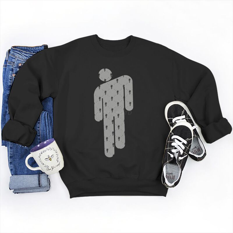Billie Eilish Printed Men's and Women's Casual Long-Sleeved Amazon Autumn and Winter Fleece Crew Neck Sweatshirt