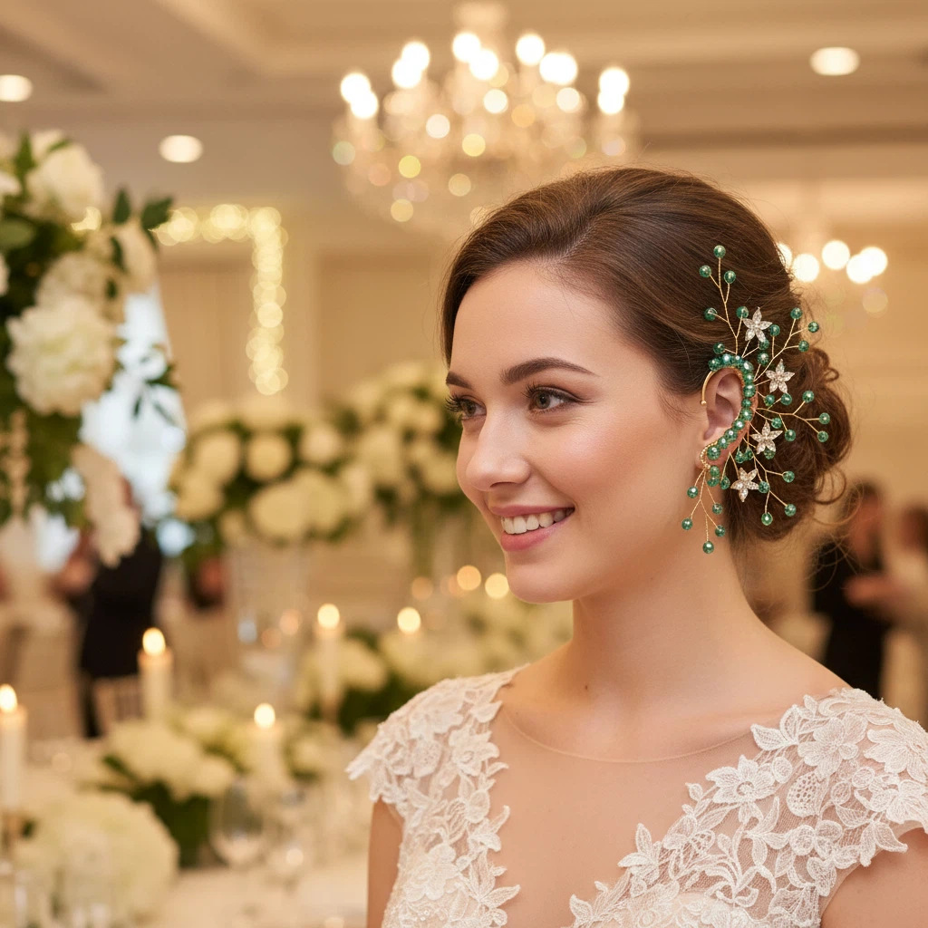 New European and American style earrings, featuring floral designs, ear cuffs, and elegant drop earrings, handmade with glass crystals and rhinestones, a popular cross-border item