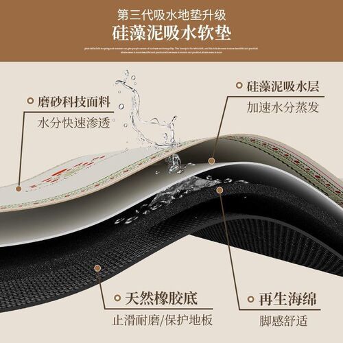 Kitchen Diatomaceous Earth Mat Household Long Strip Irregular Black and White Tower Rug Absorbent Anti-slip Stain-resistant Washable Foot Mat
