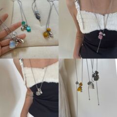 天然石ブドウビーズチタン鋼ネックレス女性のニッチデザイン新しい多用途ロングセーターチェーンハイエンドアクセサリー