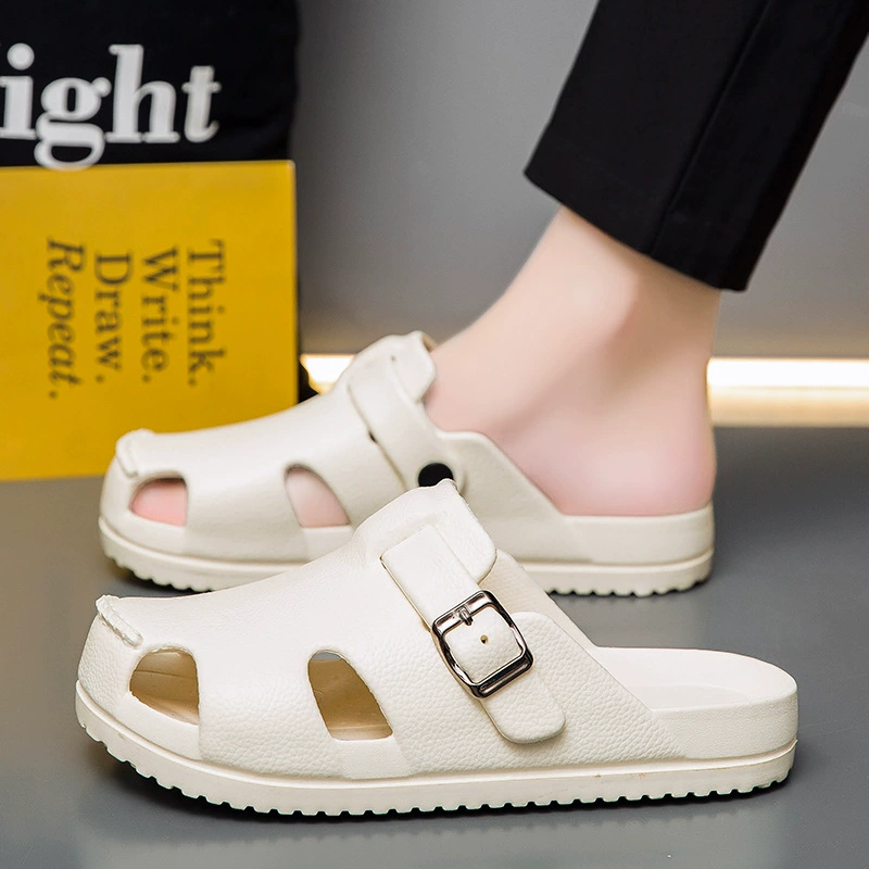 Туфли Croc для мужчин, уличные повседневные пляжные сандалии, летняя верхняя одежда, нескользящие тапочки Baotou Birkenstock, мужской модный стиль