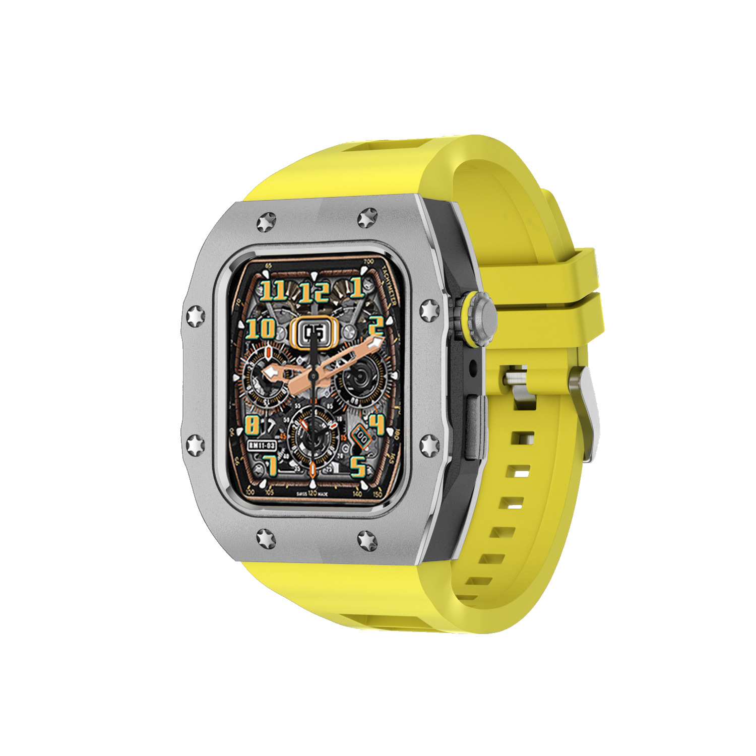 Adecuado para Apple Watch modificación Shell Apple reloj protector Shell integrado Correa armadura caja de metal 44/45