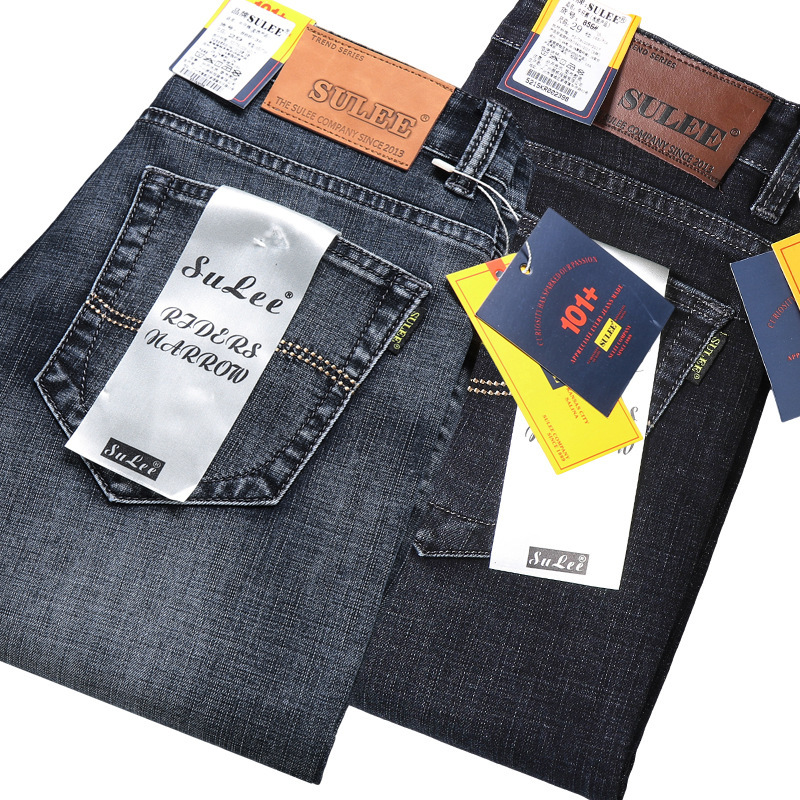 Factory Direct summer thin men's jeans trousers straight stretch youth SULEE mid-waist denim wholesale Factory Direct summer thin men's jeans trousers straight stretch youth SULEE mid-waist denim wholesale