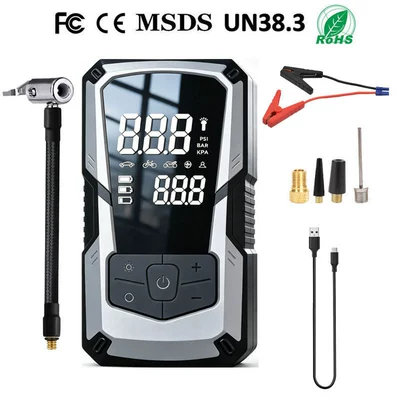 Hava nasosu — Inflator - enhanced-instant-start-version-power-bank-air-pump-dy-20-gray-suitable-for-all-engine-displacements-heavy-duty-battery-clamp