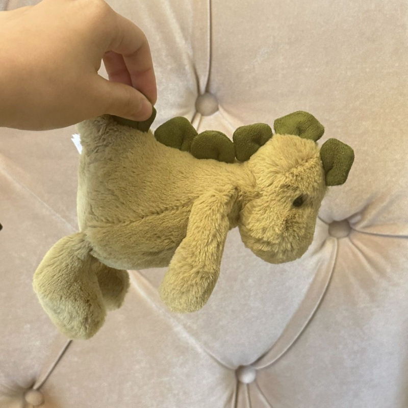 Grünes Dinosaurier-Plüschtier, niedliches Unisex-Kuscheltier aus weichem Leder, Geschenk für Mädchen ab 6 Jahren_voghion.com
